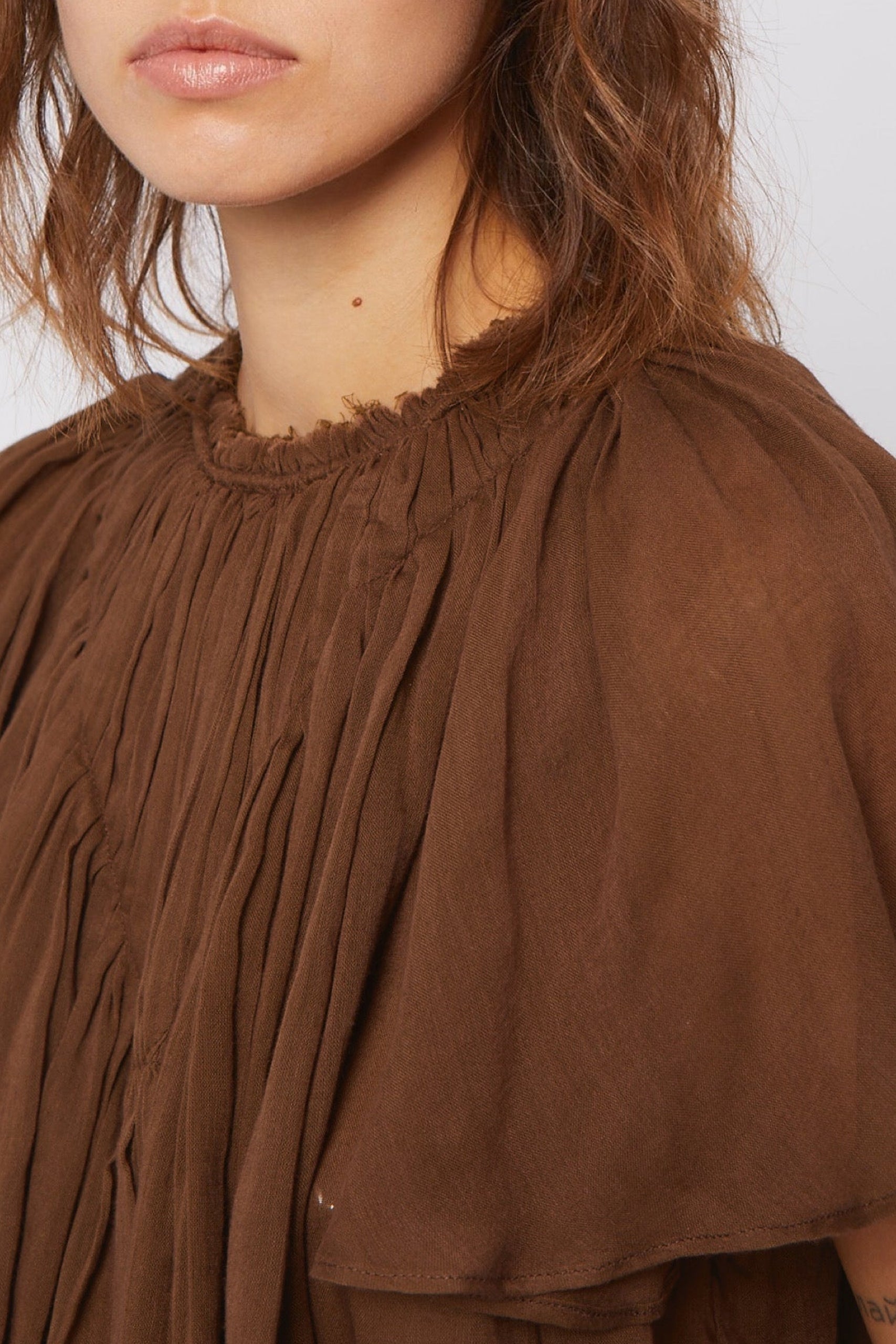 Blouse Wave à manches courtes froncée - Black