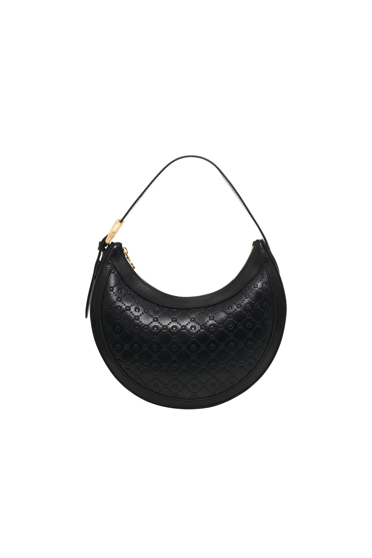 Sac Moon monogramme en cuir - Black