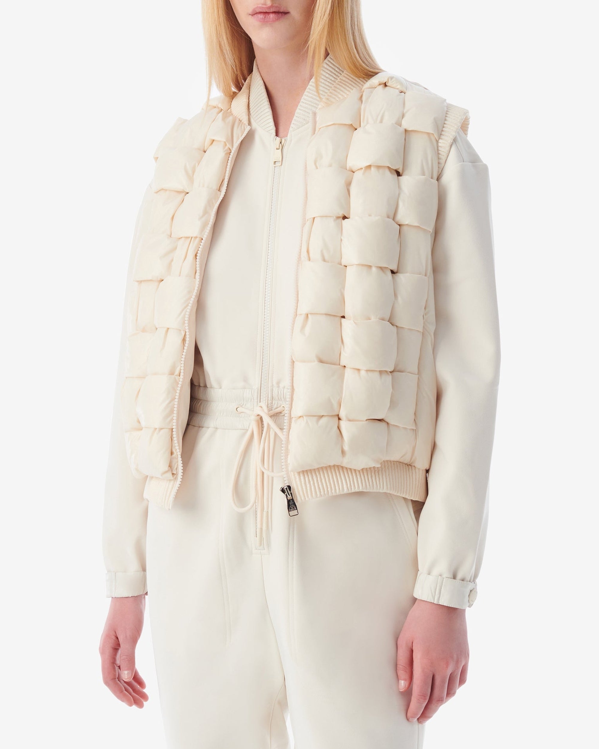 Sleeveless quilted jacket - Ivory