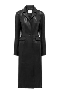Manteau Moon monogramme en cuir - Black