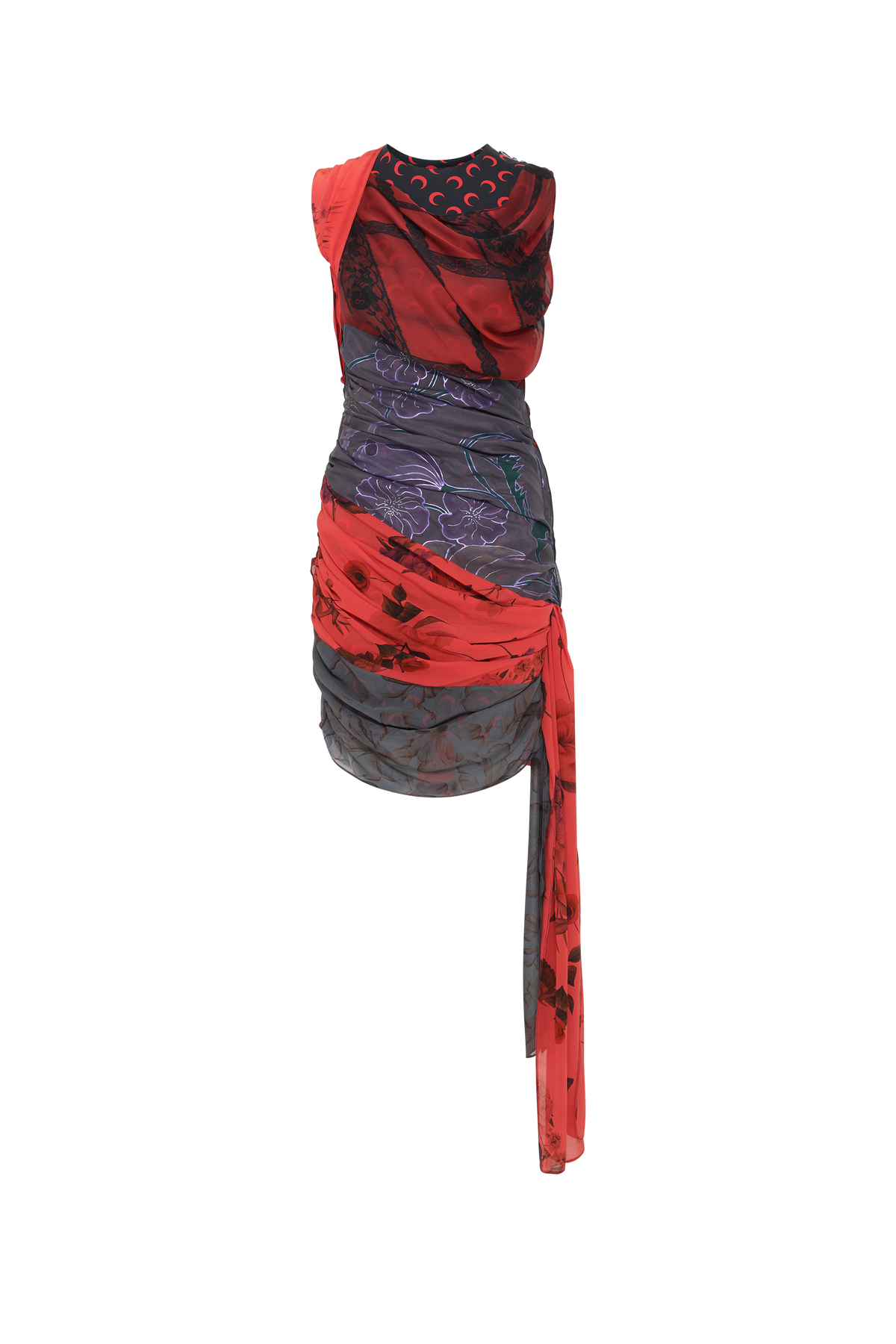 Robe drapée en soie Upcyclé - Red