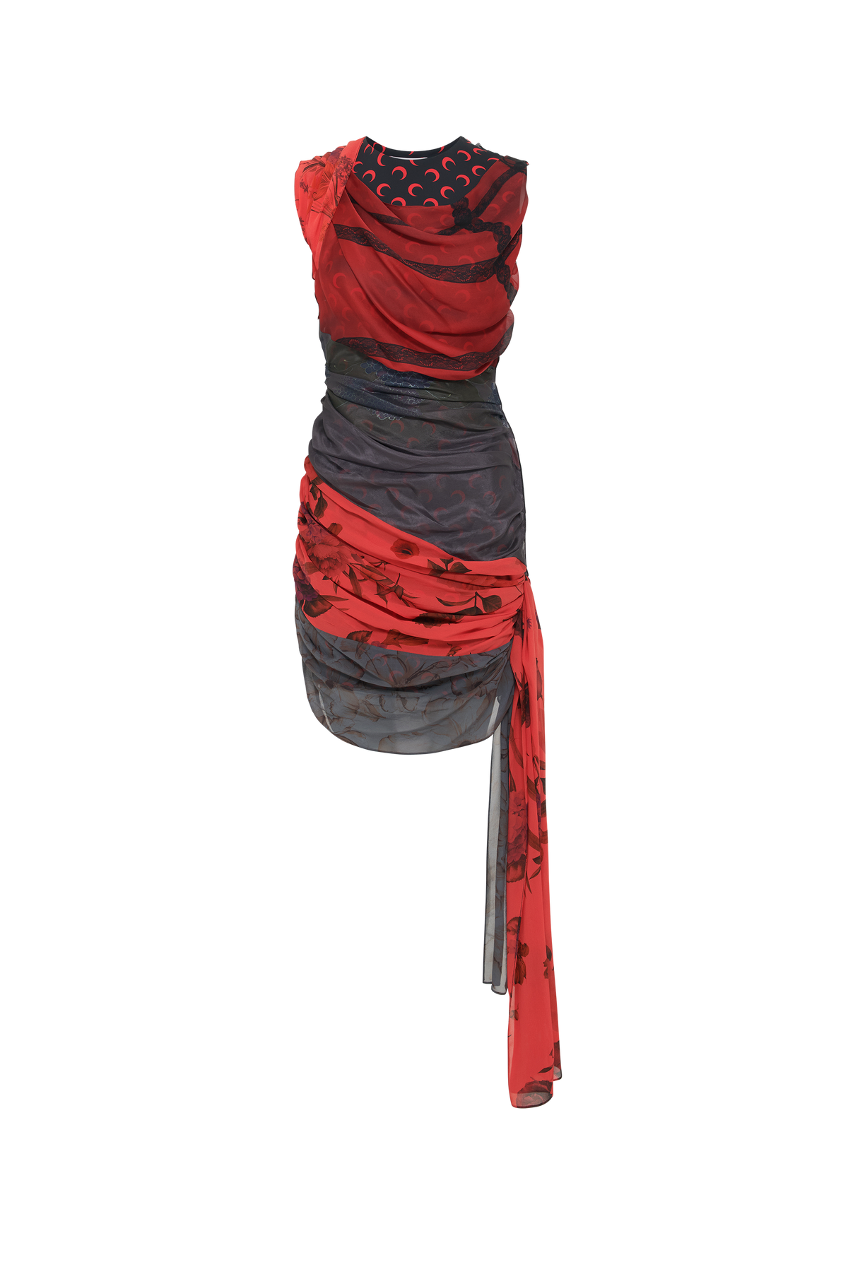 Robe drapée en soie Upcyclé - Red