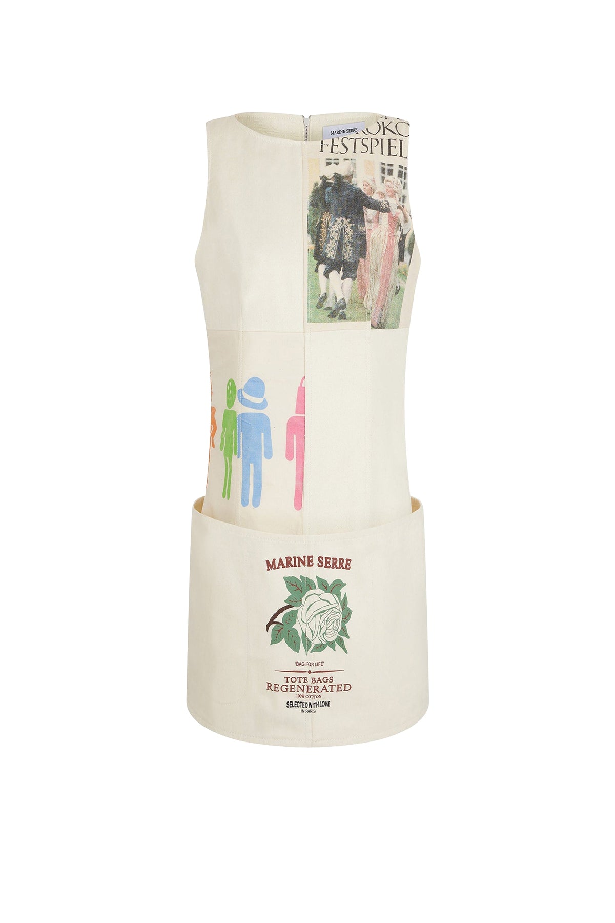 Robe courte en sac cabas Upcyclée - White
