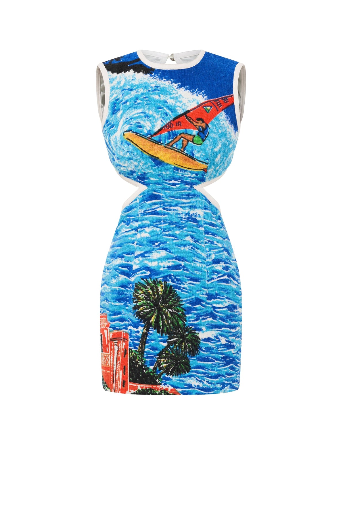 Robe courte serviettes en jersey jacquard Upcyclée - Multicolor