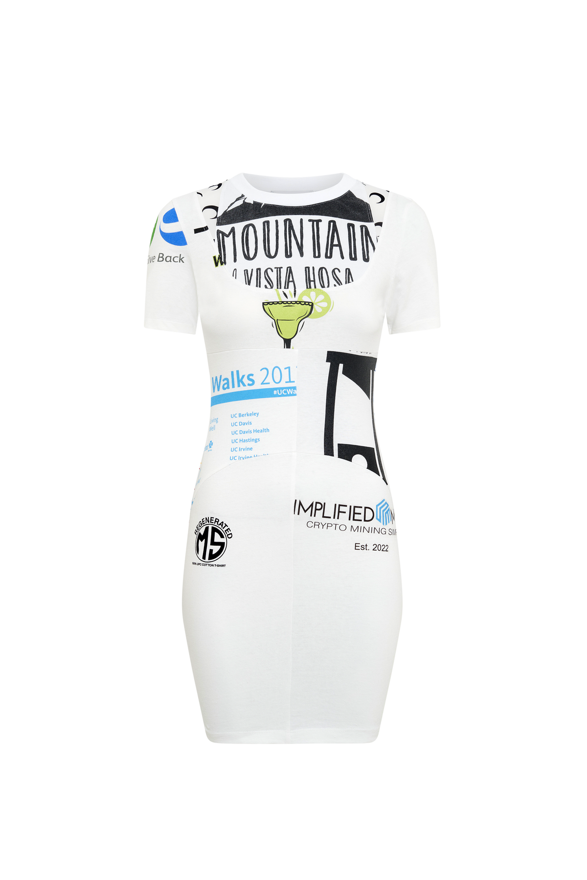 Regenerated Graphic T-Shirts Mini Dress - Blanc
