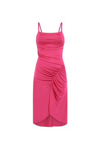 Robe plissée froissée en jersey - Fushia
