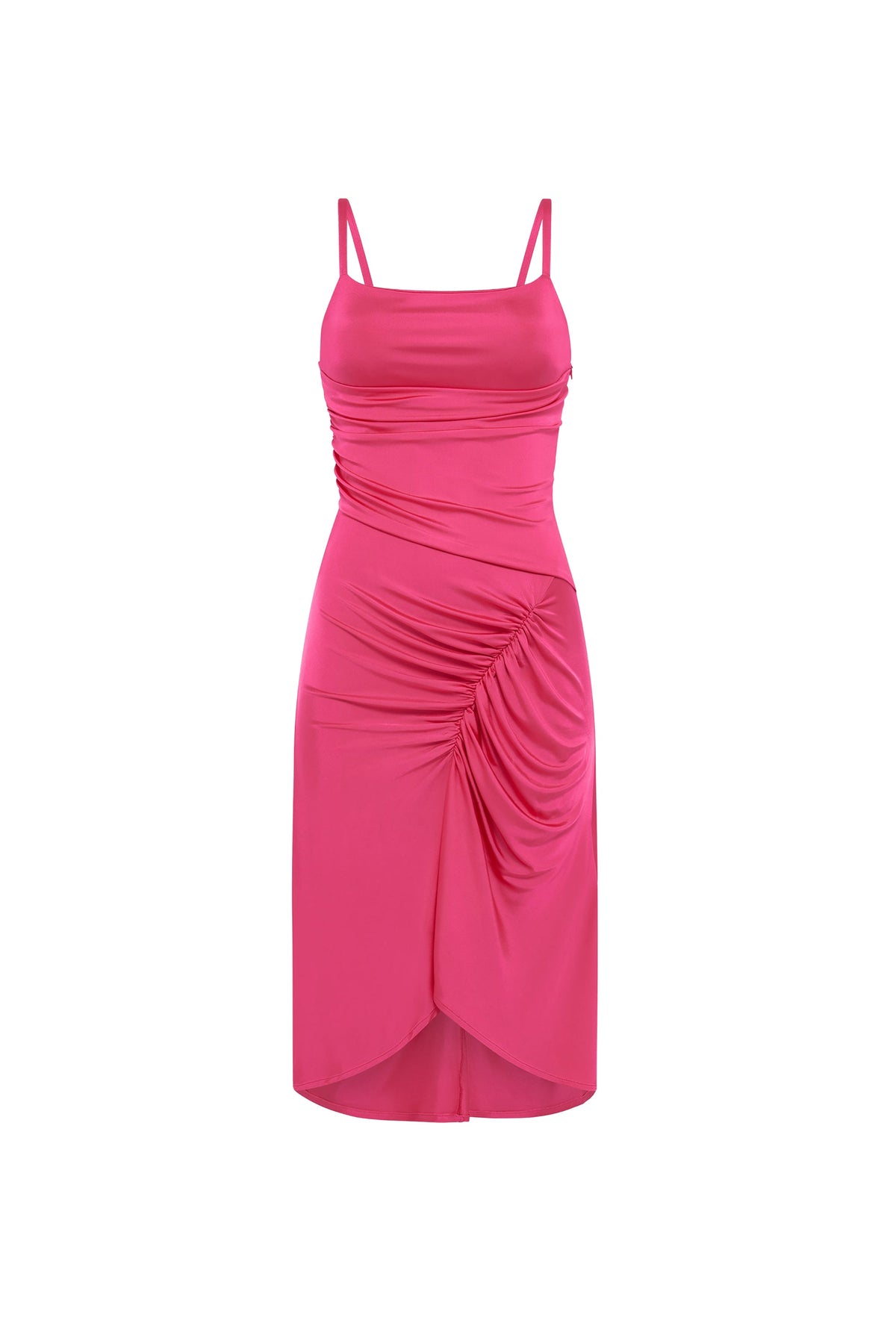 Robe plissée froissée en jersey - Fushia