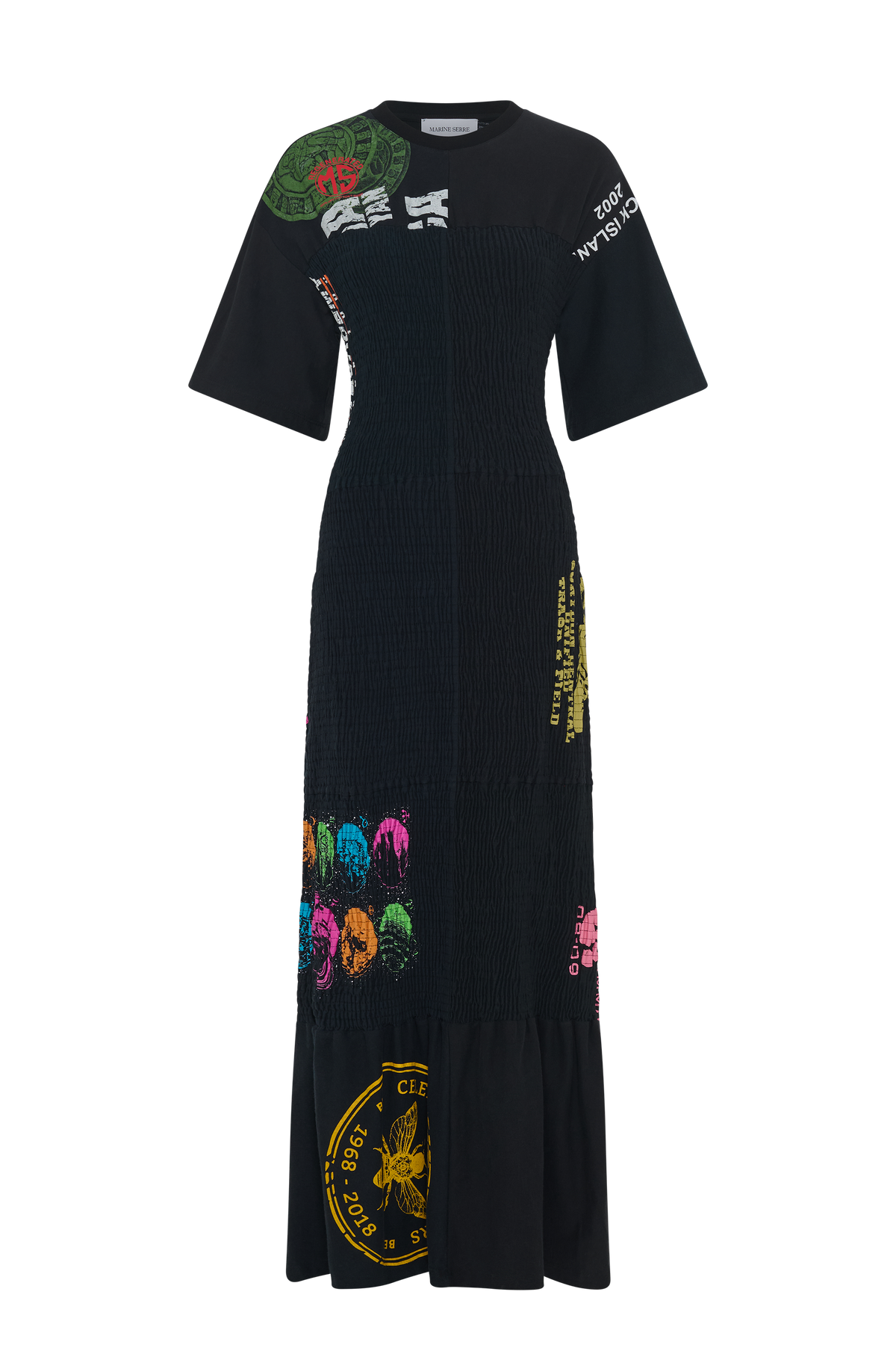 Robe longue ajustée froncés Upcyclé - Black