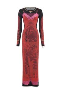 Robe longue imprimée Wet Nuisette - Rouge