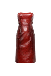 Robe courte Moon en cuir - Red