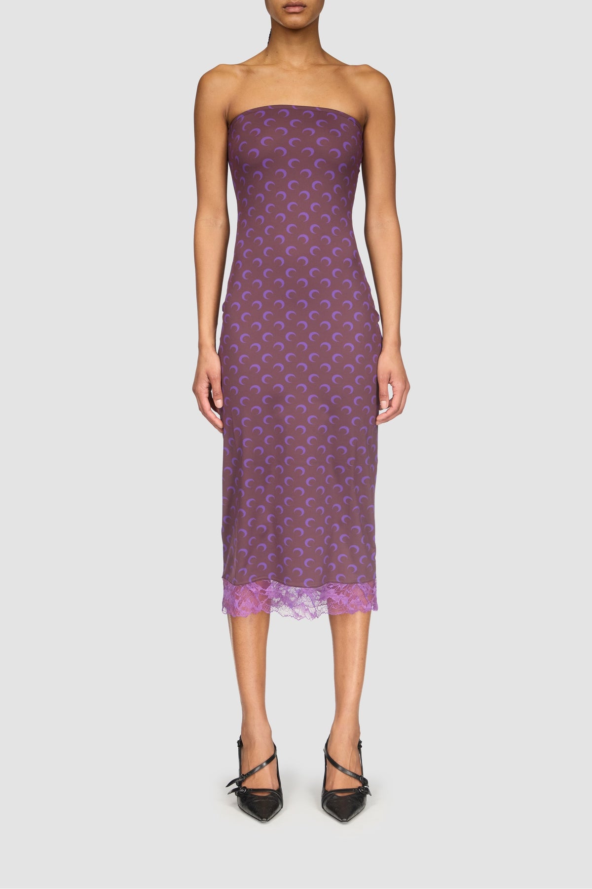 Moon Printed Jersey Sleeveless Tube Midi - Violet