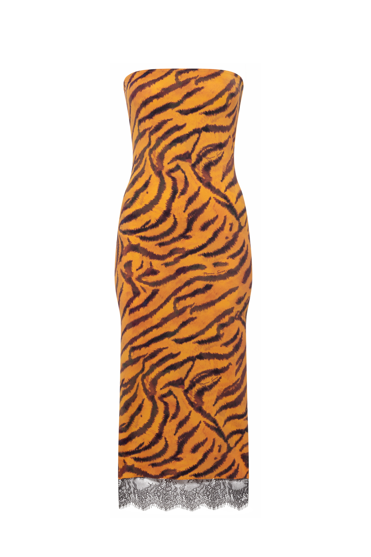 Tiger Printed Jersey Sleeveless Tube Mid - Orange
