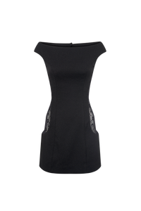 Wool Bouclé Sleeveless Mini Dress - Noir