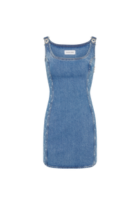 Moon Laser Blue Wash Denim Sleeveless Mi - Bleu