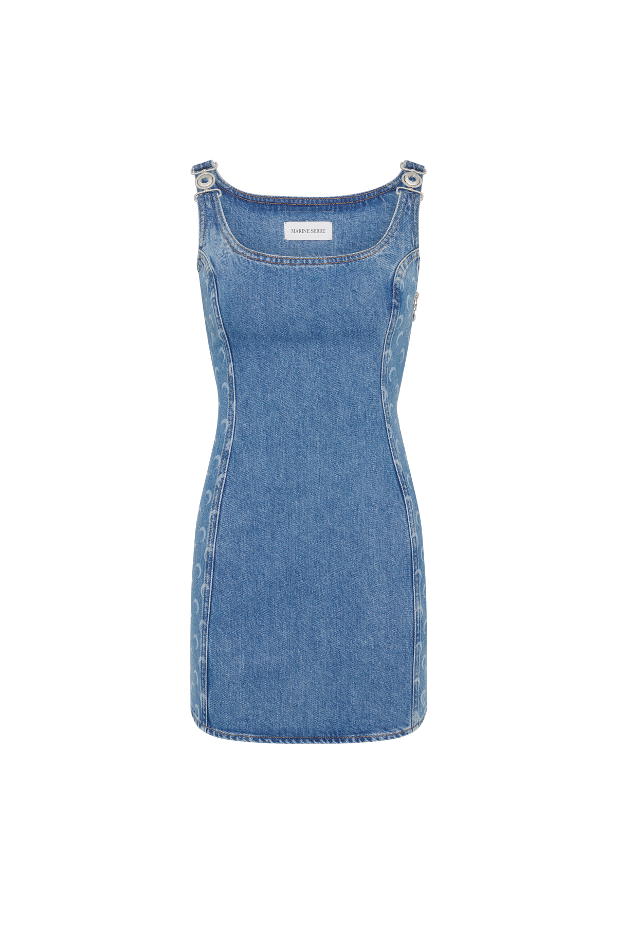 Moon Laser Blue Wash Denim Sleeveless Mi - Bleu