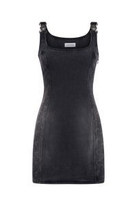 Moon Laser Grey Wash Denim Sleeveless Mi - Gris