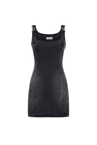 Moon Laser Grey Wash Denim Sleeveless Mi - Gris