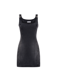 Moon Laser Grey Wash Denim Sleeveless Mi - Gris