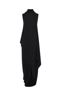 Draped Jersey Sleeveless Long Open-Back - Noir