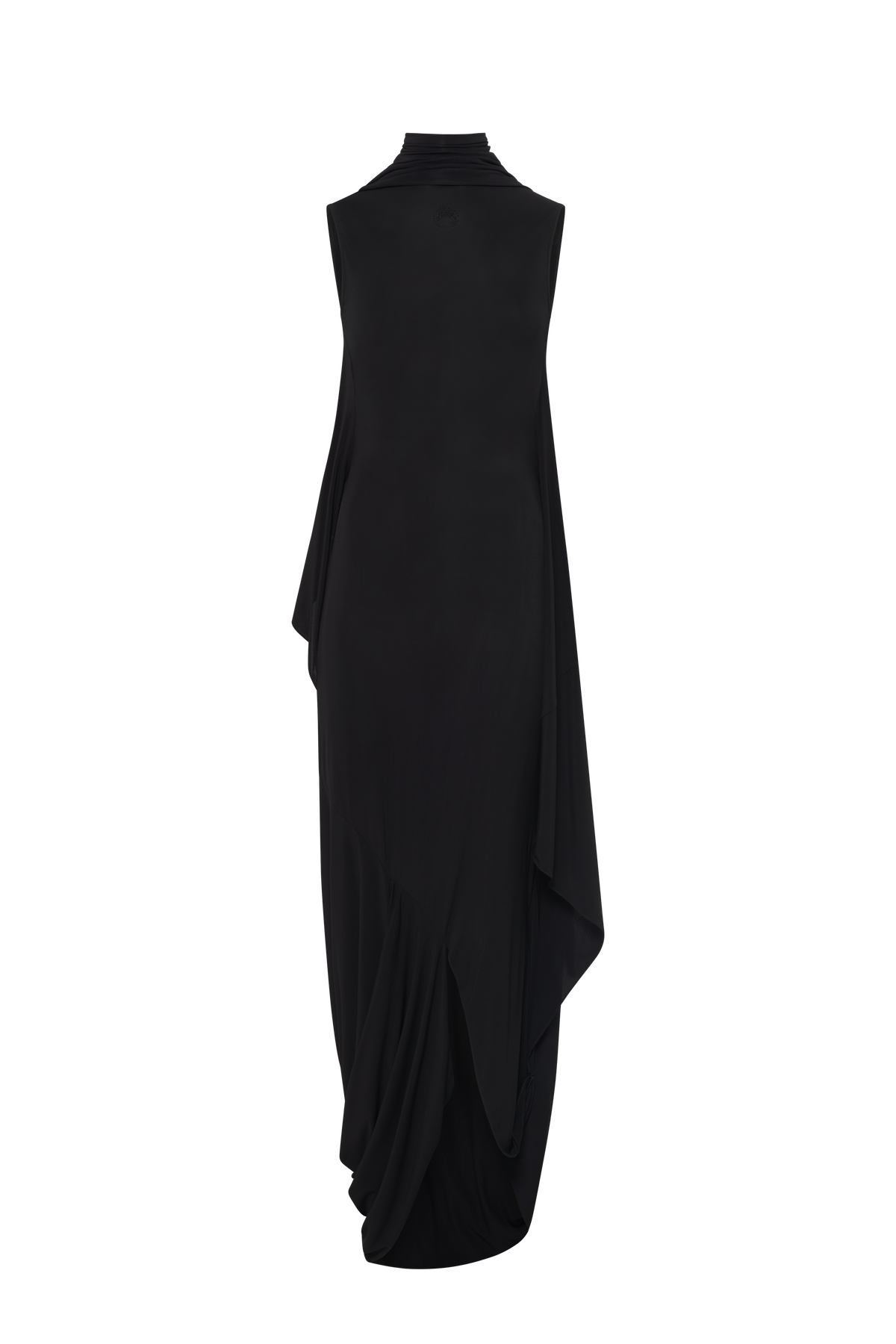 Draped Jersey Sleeveless Long Open-Back - Noir