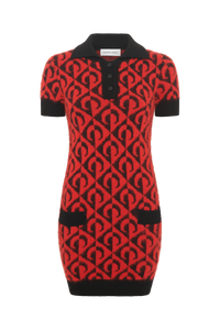 Moon Lozenge Knit Ss Mini Polo Dress - Multicolore