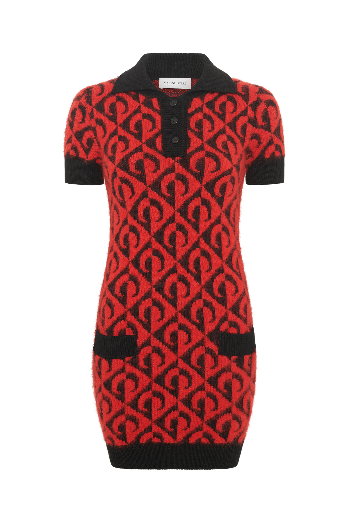 Moon Lozenge Knit Ss Mini Polo Dress - Multicolore