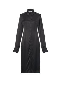 Draped Satin Wrapped Ss Long Dress - Noir