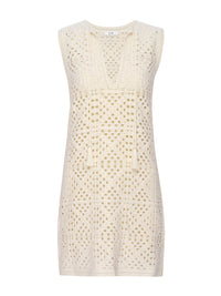 CROCHET TASSLE POPOVER DRESSCREAM