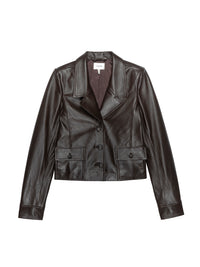 THE LEATHER CUFFED JACKETDARK BROWN