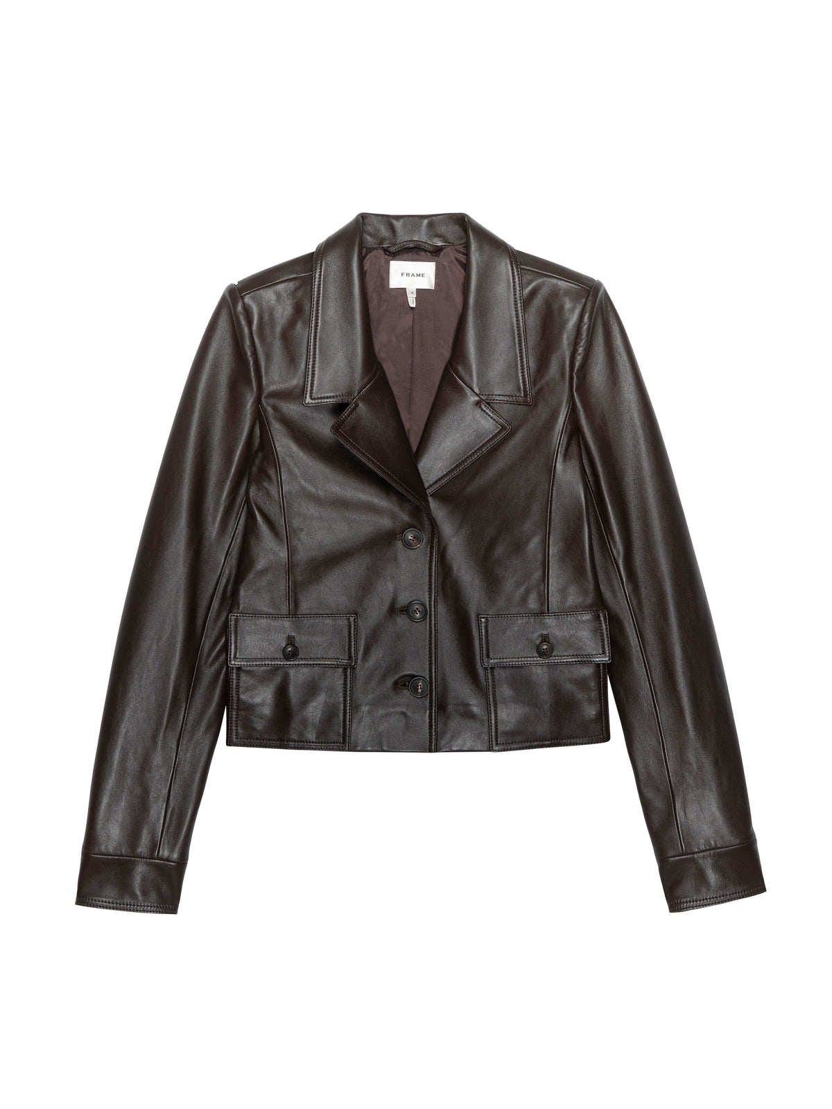 THE LEATHER CUFFED JACKETDARK BROWN