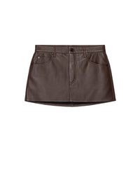 THE LEATHER MINI SKIRTDARK BROWN