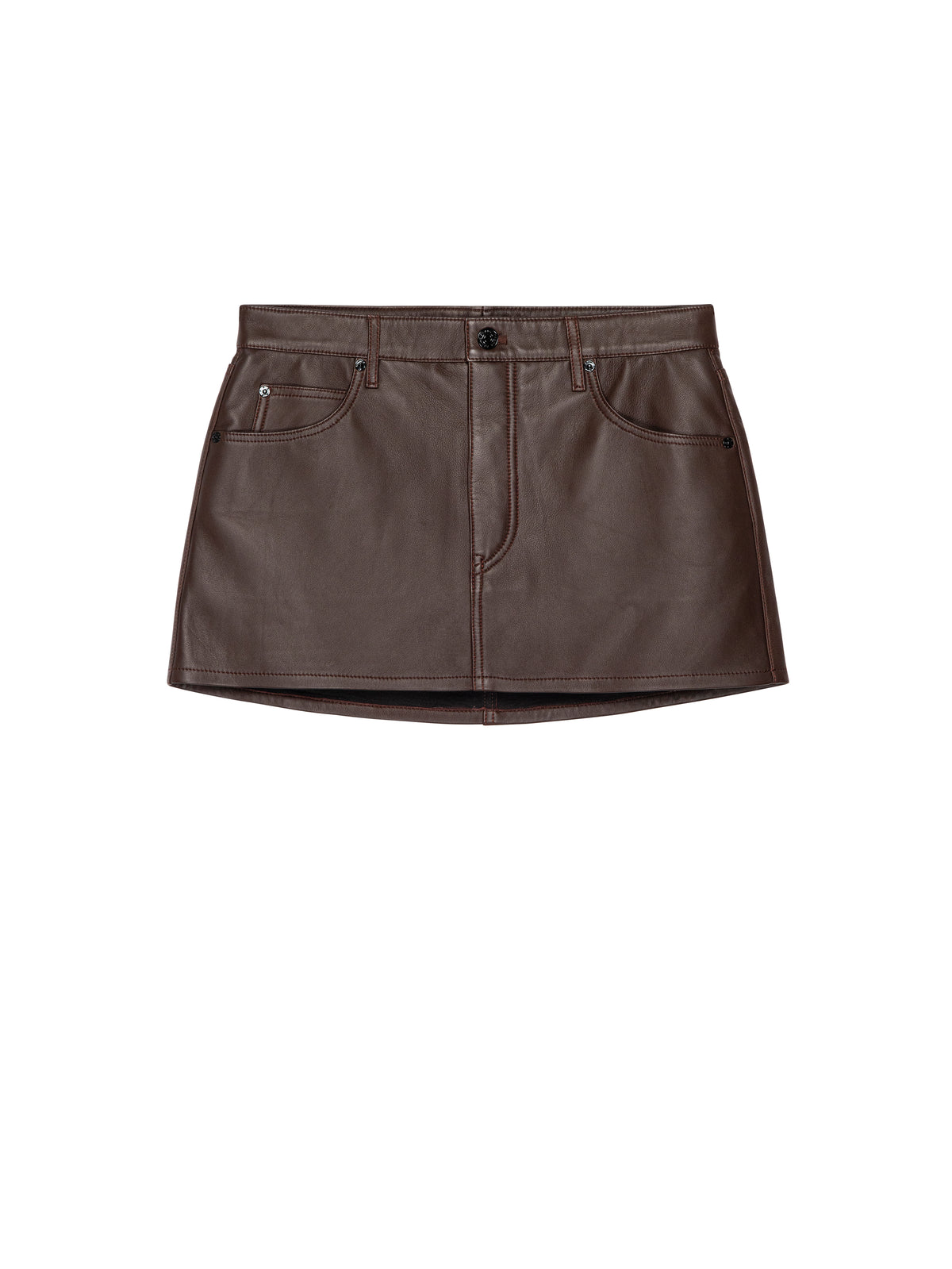 THE LEATHER MINI SKIRTDARK BROWN