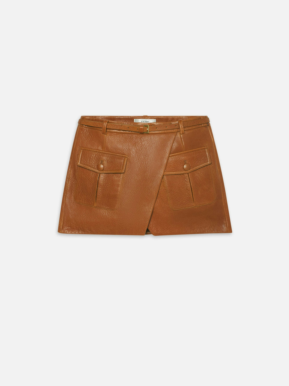 THE LEATHER CARGO SKIRTCHESTNUT