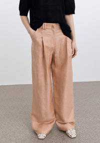 Pantalon large Wellen en lin - Apricot