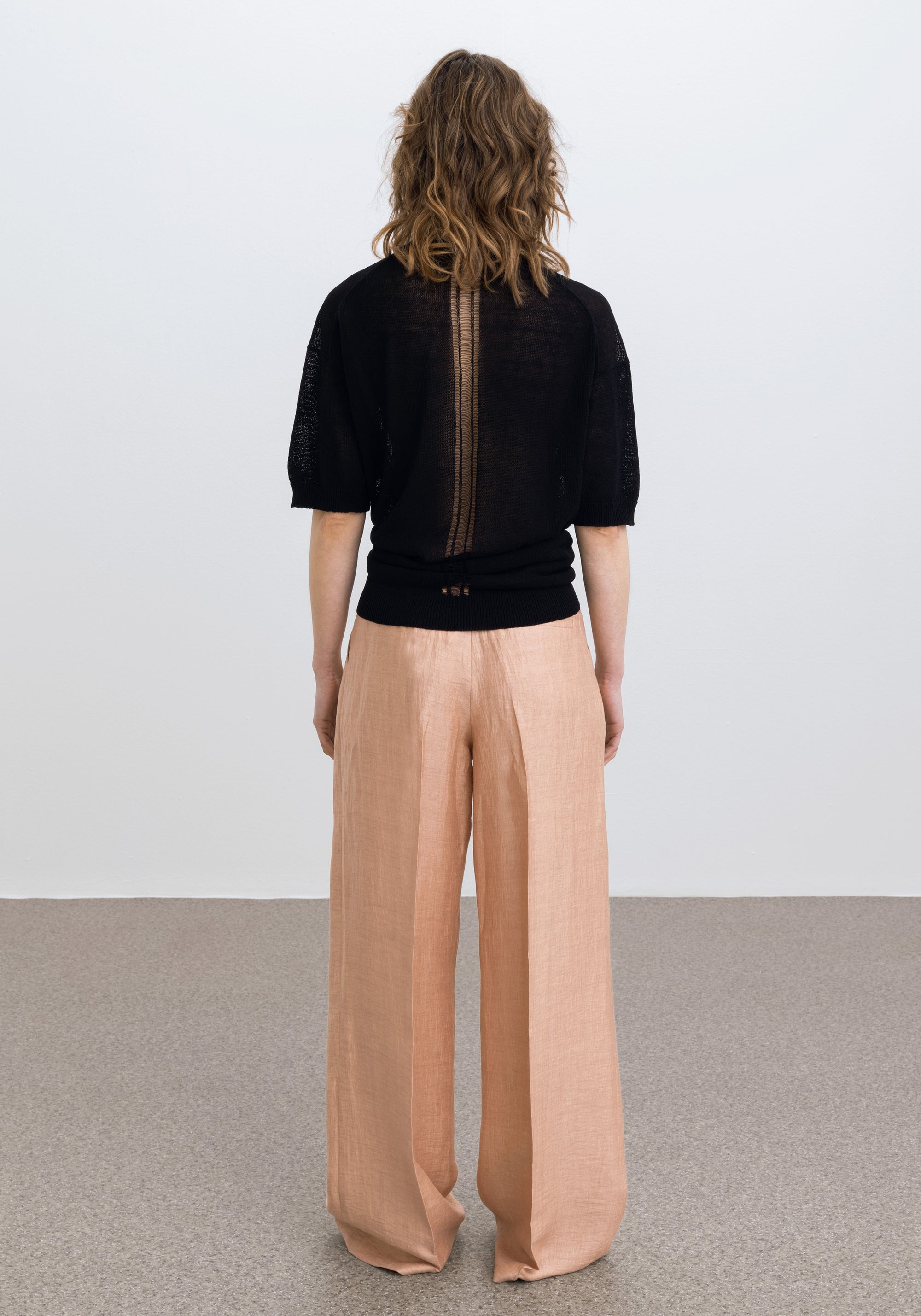 Pantalon large Wellen en lin - Apricot
