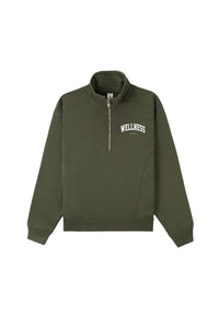 Pull à col zippé Wellness Ivy  - Moss & Blanc