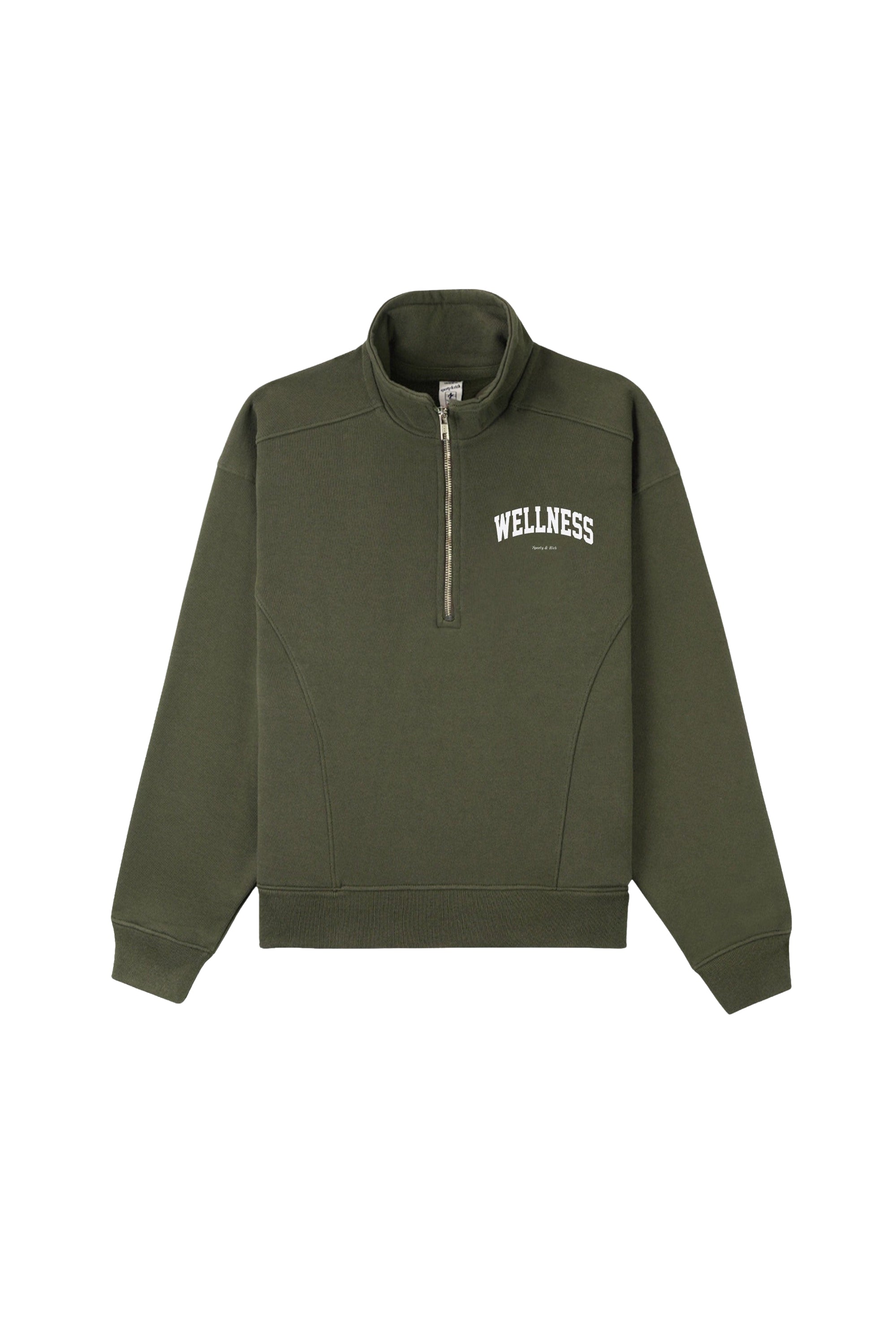 Pull à col zippé Wellness Ivy  - Moss & Blanc