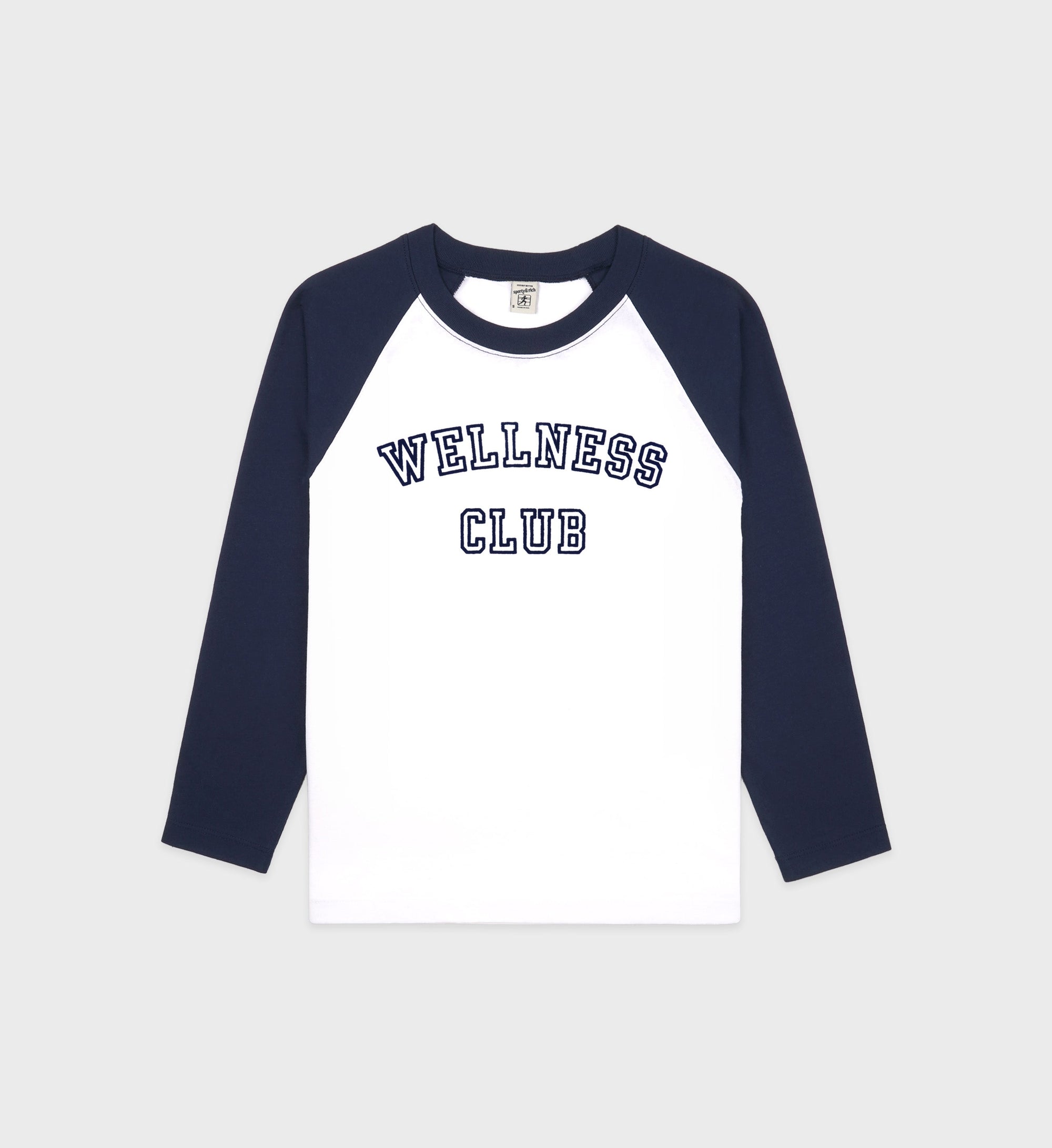 Wellness Club Baseball Tee - White & Navy
