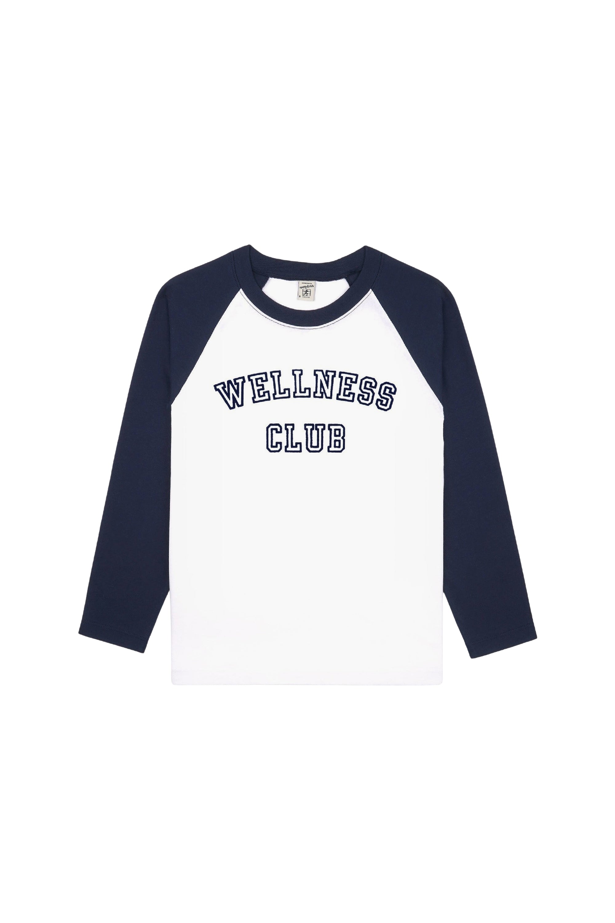 T-shirt Wellness Club à manches longues raglans - White & Dark Navy