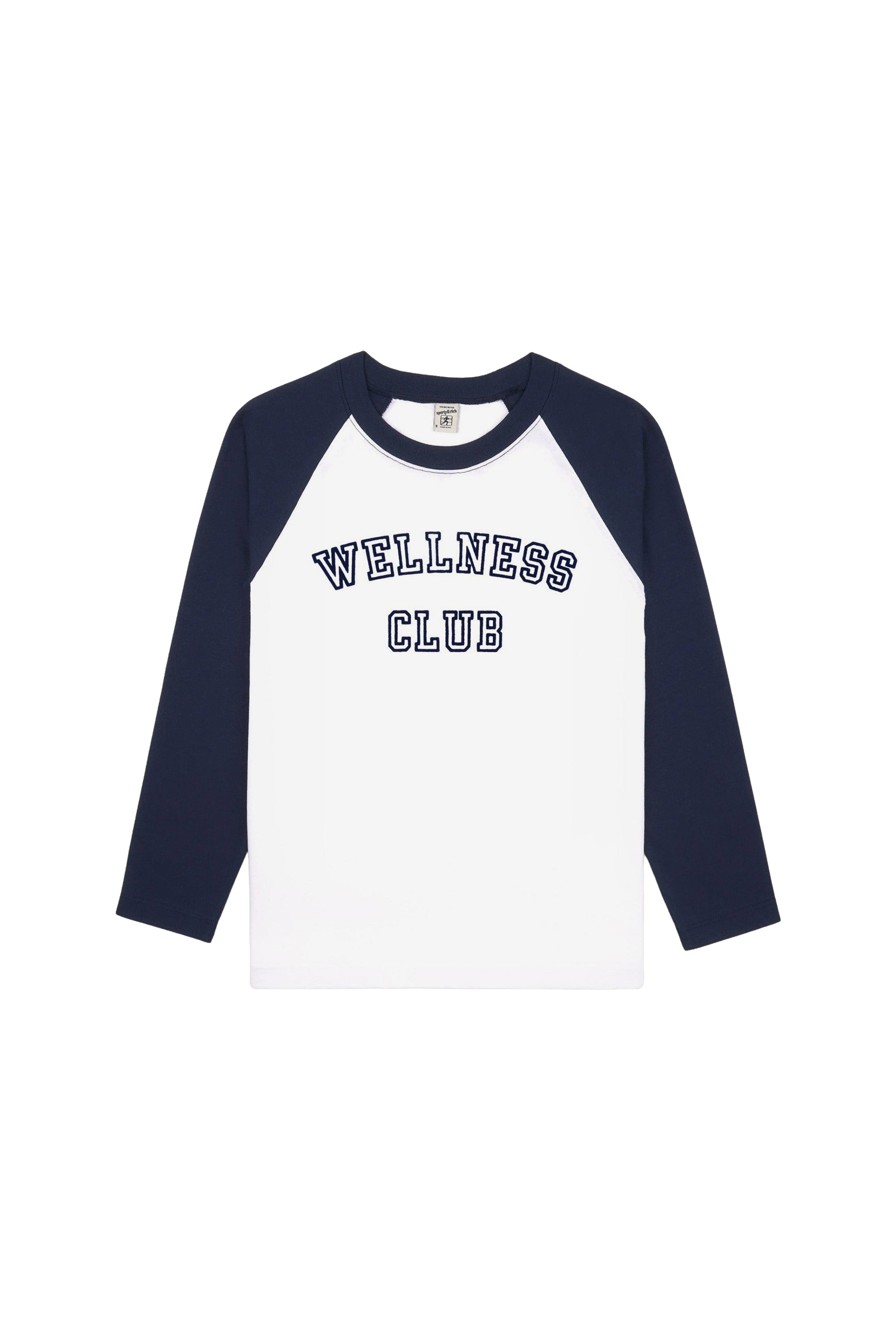 T-shirt de baseball Wellness Club - Blanc & Bleu Marine