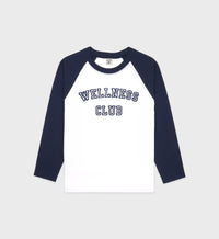 Wellness Club Baseball Tee - White & Navy