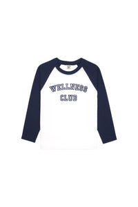 Wellness Club Baseball Tee - White & Navy