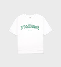 Wellness Ivy Short Sleeve Soft Crewneck - White & Verde