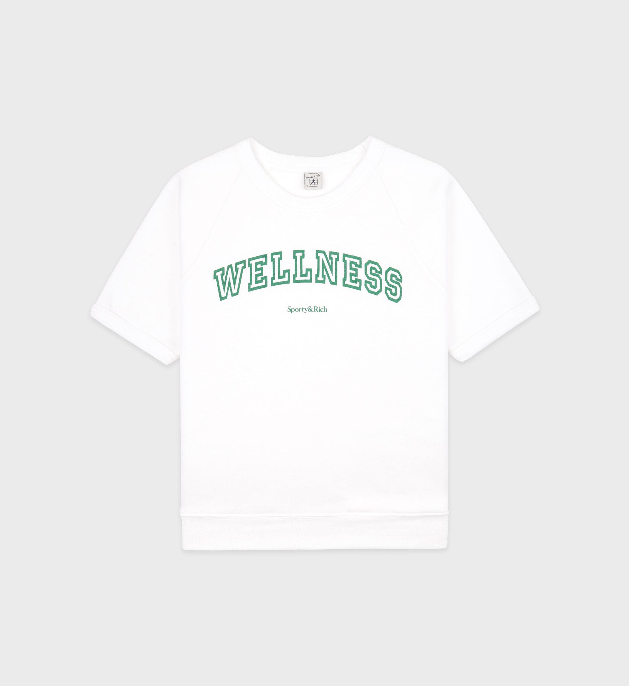 Wellness Ivy Short Sleeve Soft Crewneck - White & Verde