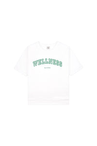 Wellness Ivy Short Sleeve Soft Crewneck - White & Verde