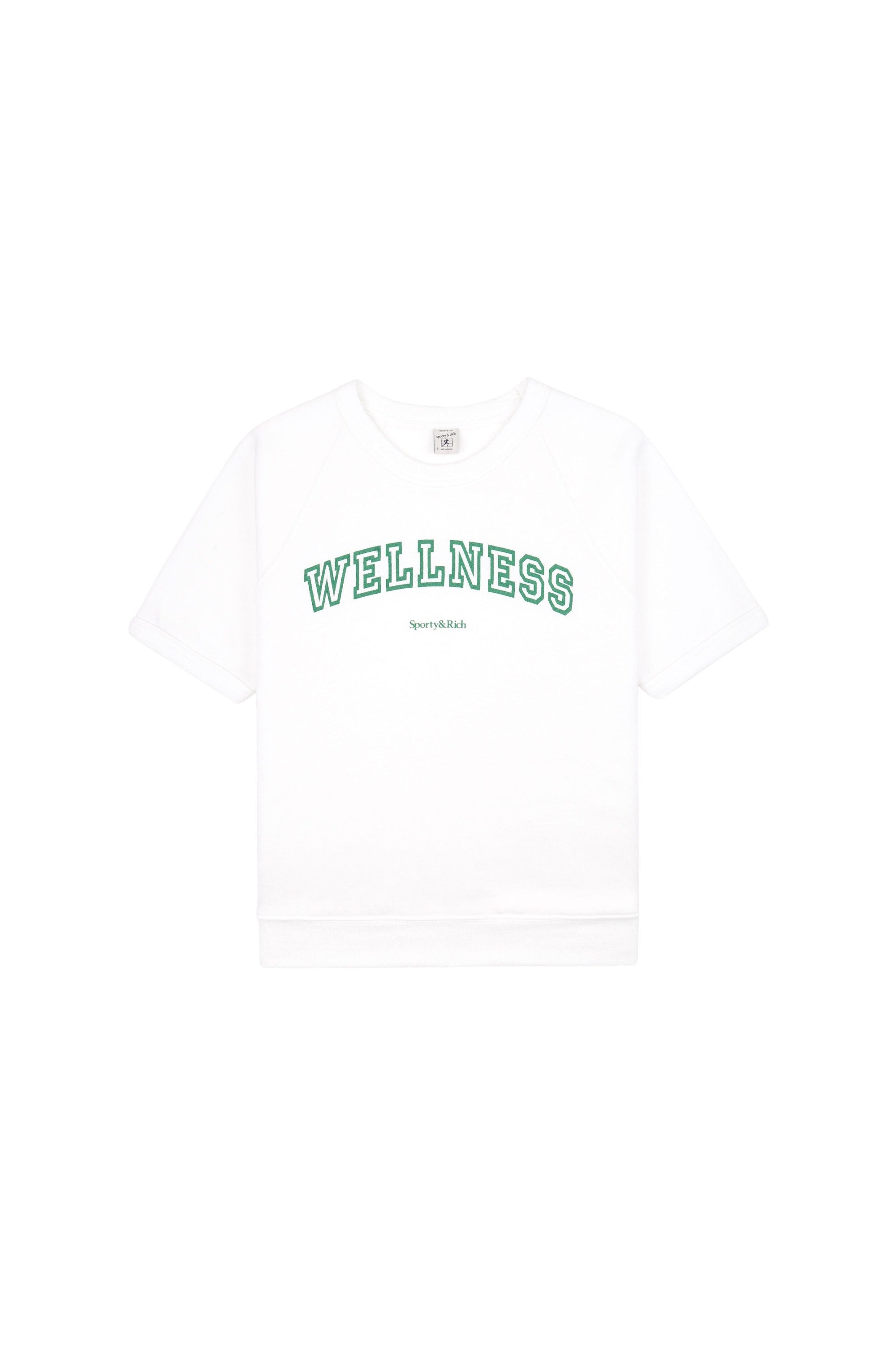 Wellness Ivy Short Sleeve Soft Crewneck - White & Verde