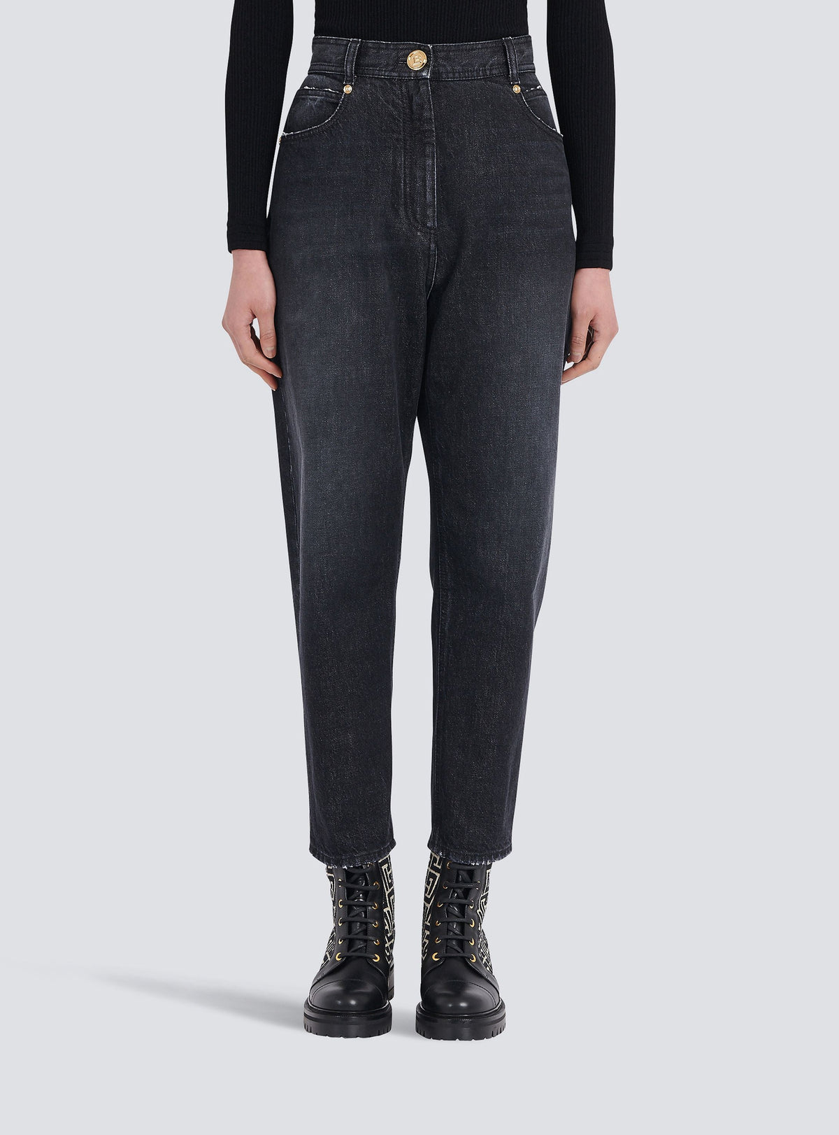 Jean à coupe boyfriend éco-design - Noir Délavé