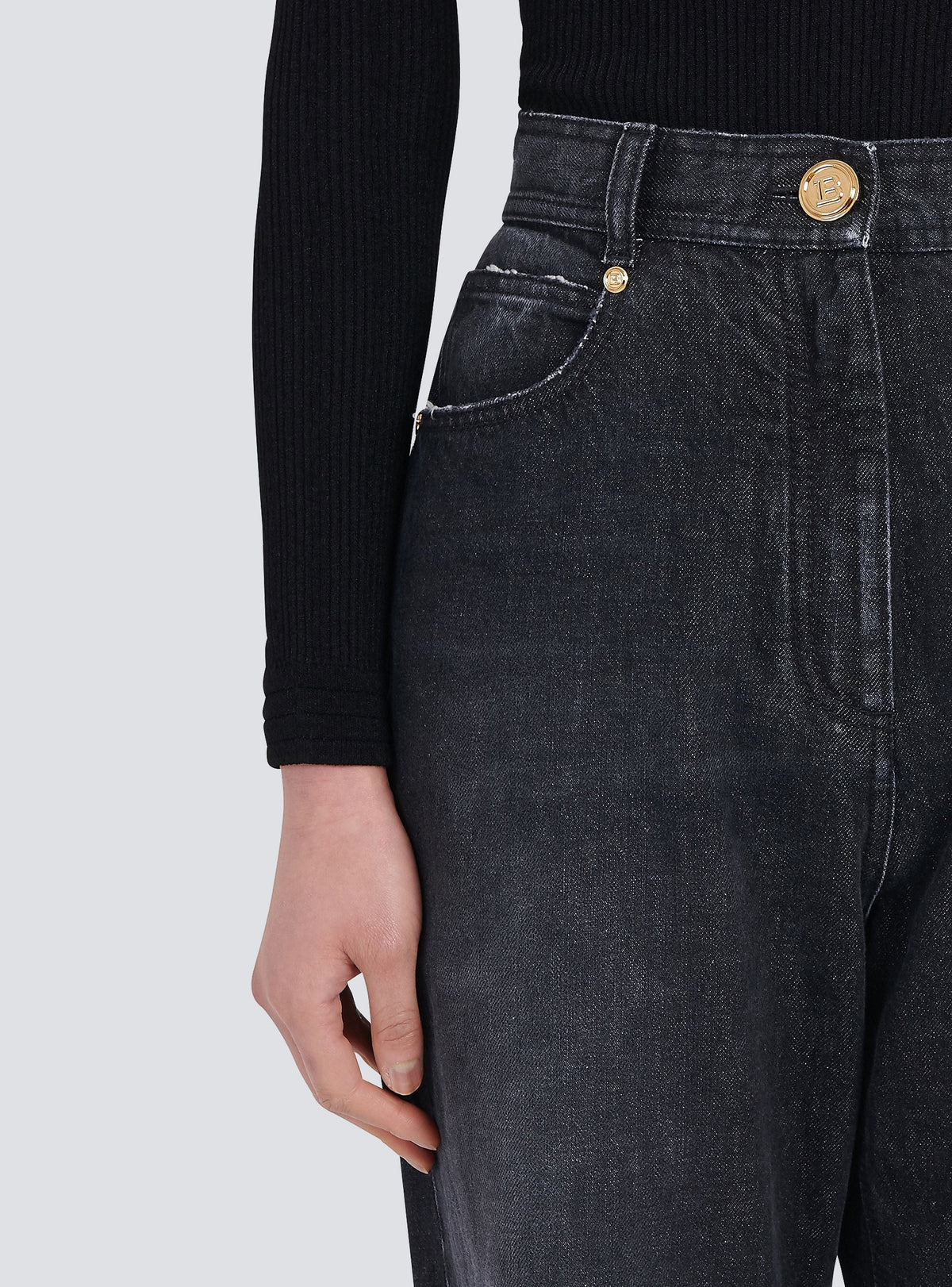 Jean à coupe boyfriend éco-design - Noir Délavé
