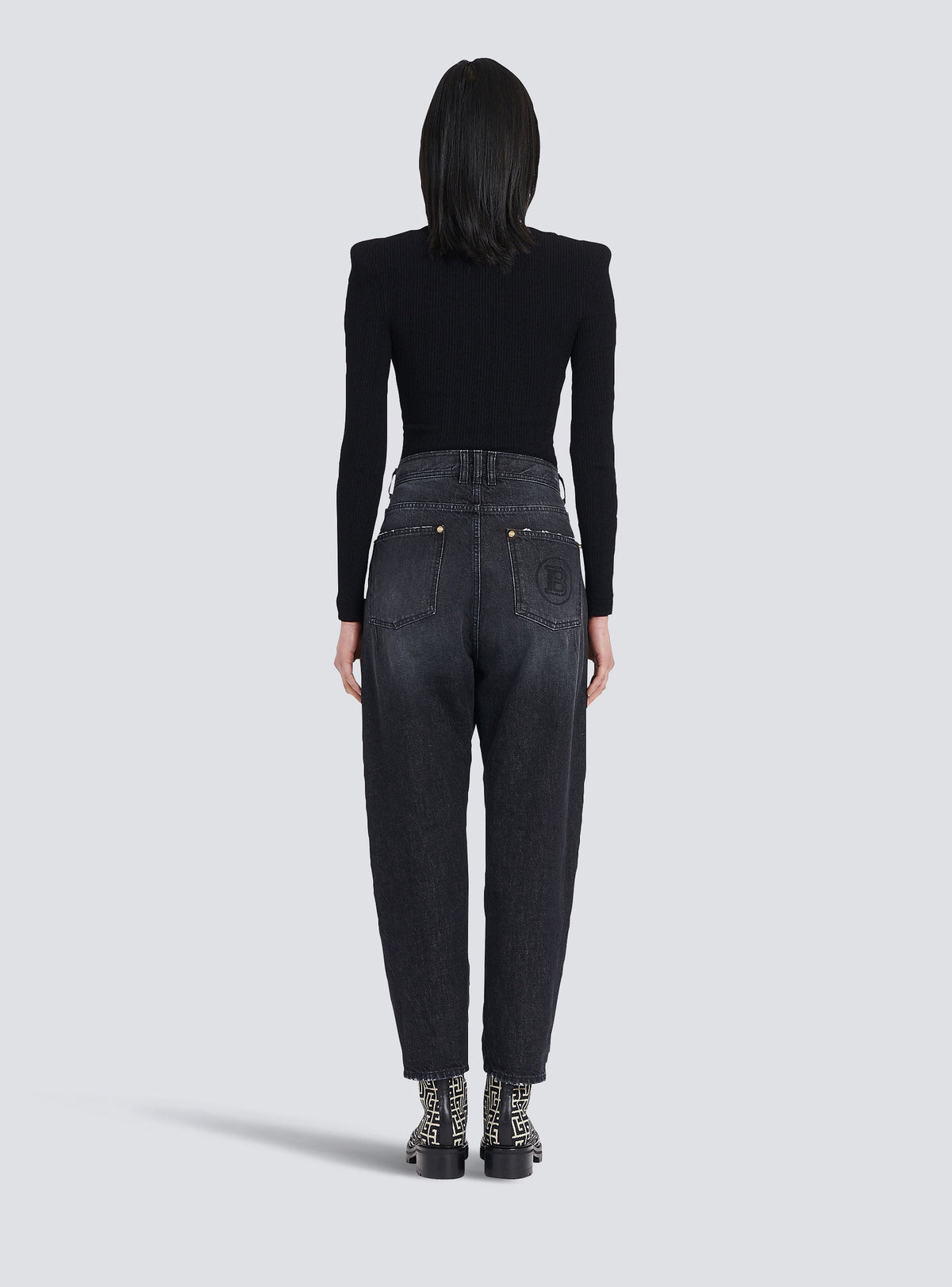 Jean à coupe boyfriend éco-design - Noir Délavé