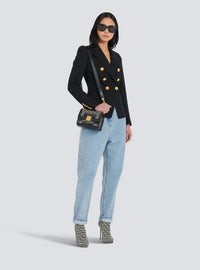 Veste en grain de poudre à double boutonnage - Noir